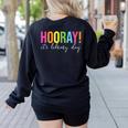 Hooray It's Library Day Teacher Reader Books Back To School Women's Sweatshirt Back Print Black