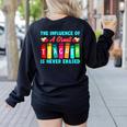 THE INFLUENCE OF A GREAT TEACHER IS NEVER ERASED Teaching For Men Women Girls Kids Women's Sweatshirt Back Print Black THE INFLUENCE OF A GREAT TEACHER IS NEVER ERASED Teaching For Men Women Girls Kids Women's Sweatshirt Back Print Black