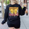 Interventionist Teacher Groovy Coquette Bow Back To School Women's Sweatshirt Back Print Black