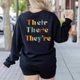 Their There They'Re English Teacher Gramma Police Joke Women's Sweatshirt Back Print Black