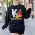 K Is For Kindergarten Teacher Pencil Apple Back To School Women's Sweatshirt Back Print Black K Is For Kindergarten Teacher Pencil Apple Back To School Women's Sweatshirt Back Print Black