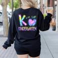 K Is For Kindergarten Teacher Tie Dye Back To School Kinder Women's Sweatshirt Back Print Black K Is For Kindergarten Teacher Tie Dye Back To School Kinder Women's Sweatshirt Back Print Black
