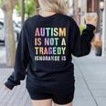Kids AUTISM IS NOT A TRAGEDY IGNORANCE IS Proud Teacher Crew Women's Sweatshirt Back Print Black