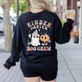 Kindergarten Boo Crew Halloween Floral Ghost Kinder Teacher Women's Sweatshirt Back Print Black