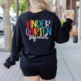 Kindergarten Squad Team Crew Teacher Back To School Women's Sweatshirt Back Print Black