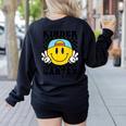 Kindergarten Teacher Hippie Smile Face Back School Women's Sweatshirt Back Print Black Kindergarten Teacher Hippie Smile Face Back School Women's Sweatshirt Back Print Black