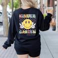 Kindergarten Teacher Team Hippie Smile Face Back To School Women's Sweatshirt Back Print Black Kindergarten Teacher Team Hippie Smile Face Back To School Women's Sweatshirt Back Print Black