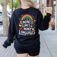Kindness Comes In Many Languages ESL English Teacher Women's Sweatshirt Back Print Black Kindness Comes In Many Languages ESL English Teacher Women's Sweatshirt Back Print Black