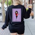 La Maestra Mexican Bingo Card Teacher Lottery Card Women's Sweatshirt Back Print Black La Maestra Mexican Bingo Card Teacher Lottery Card Women's Sweatshirt Back Print Black