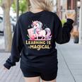 LEARNING IS MAGICAL TEACHER UNICORN BACK TO SCHOOL UNICORN Women's Sweatshirt Back Print Black LEARNING IS MAGICAL TEACHER UNICORN BACK TO SCHOOL UNICORN Women's Sweatshirt Back Print Black