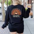 Leopard Rainbow Thankful Thanksgiving Teacher Women Kids Women's Sweatshirt Back Print Black Leopard Rainbow Thankful Thanksgiving Teacher Women Kids Women's Sweatshirt Back Print Black