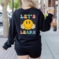 Let's Learn Today Smile Face Back To School For Teacher Kids Women's Sweatshirt Back Print Black Let's Learn Today Smile Face Back To School For Teacher Kids Women's Sweatshirt Back Print Black