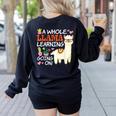 Llama Learning T Shirt Teachers Students Alpaca Lovers Women's Sweatshirt Back Print Black Llama Learning T Shirt Teachers Students Alpaca Lovers Women's Sweatshirt Back Print Black
