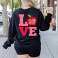 Love Kindergarten Cute Apple School Teacher Women's Sweatshirt Back Print Black Love Kindergarten Cute Apple School Teacher Women's Sweatshirt Back Print Black