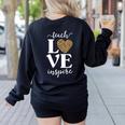 Love Leopard Print Teacher Cheetah School Inspire Teach Women's Sweatshirt Back Print Black Love Leopard Print Teacher Cheetah School Inspire Teach Women's Sweatshirt Back Print Black