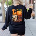 Love Preschool Teacher Turkey Thanksgiving Autumn Fall Women's Sweatshirt Back Print Black Love Preschool Teacher Turkey Thanksgiving Autumn Fall Women's Sweatshirt Back Print Black
