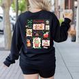 Merry And Bright Christmas Gingerbread Santa Book Teacher Women's Sweatshirt Back Print Black Merry And Bright Christmas Gingerbread Santa Book Teacher Women's Sweatshirt Back Print Black