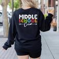 Middle School Crew Retro Teacher Student Vintage Women's Sweatshirt Back Print Black Middle School Crew Retro Teacher Student Vintage Women's Sweatshirt Back Print Black