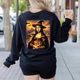 Mona Lisa Pumpkin Halloween Art Teacher Witchy Women Kids Women's Sweatshirt Back Print Black