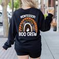 Montessori Teacher Halloween Boo Rainbow Leopard Halloween Women's Sweatshirt Back Print Black