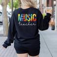 Music Teacher Tie Dye Appreciation Day Hello Back To School Men Women Women's Sweatshirt Back Print Black