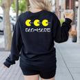 Nerdy Pac-Math Nom Retro Game Precalculus Math Teacher Women's Sweatshirt Back Print Black
