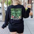 One Lucky Teacher Coquette Bow St Patricks Day Teacher Women's Sweatshirt Back Print Black One Lucky Teacher Coquette Bow St Patricks Day Teacher Women's Sweatshirt Back Print Black