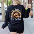 One Thankful Teacher Thanksgiving Rainbow Leopard Fall Women's Sweatshirt Back Print Black One Thankful Teacher Thanksgiving Rainbow Leopard Fall Women's Sweatshirt Back Print Black