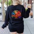 One Thankful Teacher Thanksgiving TurkeyCute Pencil Women's Sweatshirt Back Print Black