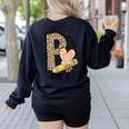 P Is For Pre K Teacher Leopard First Day Of School For Men Women Girls Kids Women's Sweatshirt Back Print Black