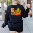 Pickle Reading Books Bookworm Teacher Librarian Kids Retro Women's Sweatshirt Back Print Black Pickle Reading Books Bookworm Teacher Librarian Kids Retro Women's Sweatshirt Back Print Black