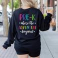 Pre-K Teacher Adventure Begins First Day Preschool Teachers Women's Sweatshirt Back Print Black Pre-K Teacher Adventure Begins First Day Preschool Teachers Women's Sweatshirt Back Print Black