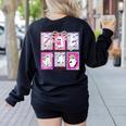 Preppy Spooky Teacher Halloween Ghost Coquette Bow Autumn Women's Sweatshirt Back Print Black Preppy Spooky Teacher Halloween Ghost Coquette Bow Autumn Women's Sweatshirt Back Print Black