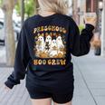Preschool Boo Crew Halloween Teacher Ghost Costume Matching Women's Sweatshirt Back Print Black Preschool Boo Crew Halloween Teacher Ghost Costume Matching Women's Sweatshirt Back Print Black