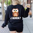 Quien Who Owl Spanish Teacher Women's Sweatshirt Back Print Black