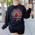 Rainbow I Believe In You Teacher Testing Day Women's Sweatshirt Back Print Black Rainbow I Believe In You Teacher Testing Day Women's Sweatshirt Back Print Black