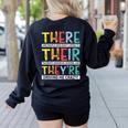 There Their They’Re Grammar Joke For English Teacher Student Women's Sweatshirt Back Print Black