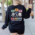 Reading Beats Everything Teacher Rock Paper Scissors Women's Sweatshirt Back Print Black