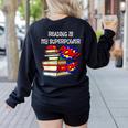 Reading Is My Super Power Superhero Best English Teacher Women's Sweatshirt Back Print Black