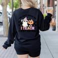 Retro You Can't Scare Me I Teach 5th Grade Teacher Halloween Women's Sweatshirt Back Print Black