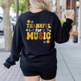 Retro Thankful For Music Floral Music Teacher Thanksgiving Men Women Women's Sweatshirt Back Print Black Retro Thankful For Music Floral Music Teacher Thanksgiving Men Women Women's Sweatshirt Back Print Black
