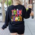 Retro Trick Or Teach Leopard Ghost Halloween Spooky Teacher Women's Sweatshirt Back Print Black
