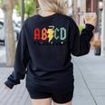 Rock Abcd Back To School Abcd Preschool Teacher Appreciation Women's Sweatshirt Back Print Black Rock Abcd Back To School Abcd Preschool Teacher Appreciation Women's Sweatshirt Back Print Black
