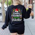 Santa's Favorite Dance Teacher Shirt Christmas Pajama Women's Sweatshirt Back Print Black