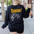 Scary Key Signature Boo Music Halloween Musician Teacher Men Women Women's Sweatshirt Back Print Black