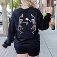 Science Teacher Dancing Skeleton Halloween Chemist Scientist Women's Sweatshirt Back Print Black Science Teacher Dancing Skeleton Halloween Chemist Scientist Women's Sweatshirt Back Print Black