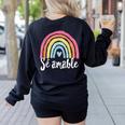 Sé Amable Spanish Bilingual Teacher Be Kind Boho Rainbow Women's Sweatshirt Back Print Black Sé Amable Spanish Bilingual Teacher Be Kind Boho Rainbow Women's Sweatshirt Back Print Black