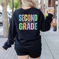 Second Grade Team Heart Teacher Student Back To School Girls Women's Sweatshirt Back Print Black