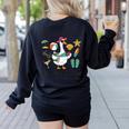 Silly Teacher Goose On The Loose School Out Summer Women Men Women's Sweatshirt Back Print Black