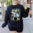 Skeleton Mad Scientist Halloween Costume Science Teacher Women's Sweatshirt Back Print Black Skeleton Mad Scientist Halloween Costume Science Teacher Women's Sweatshirt Back Print Black